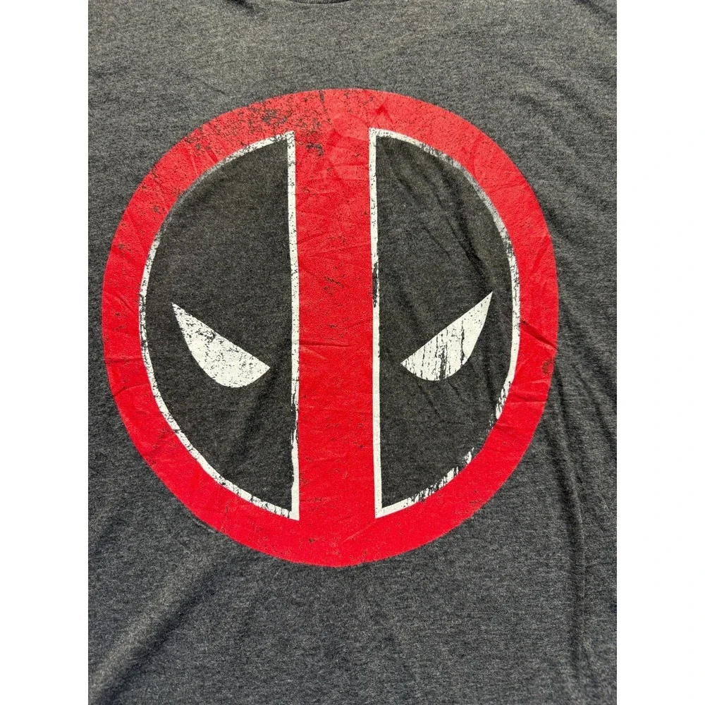 Marvel T Shirt Mens 2XL Heather Charcoal Gray Graphic Print Deadpool Distressed